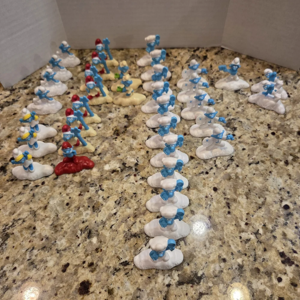 Lot Of 36 Smurf Cupcake Cake Toppers Decor Plastic Birthday Party Smurfette